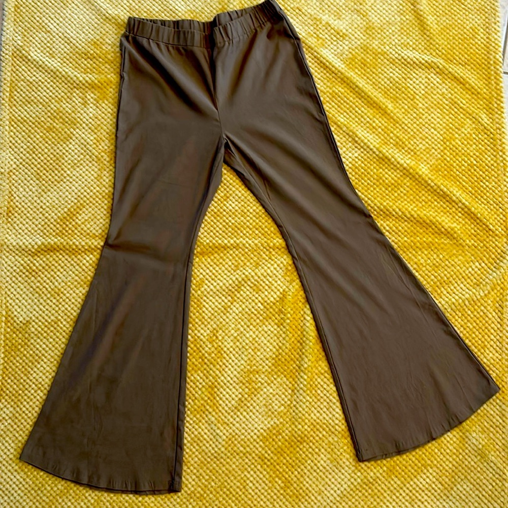 Brown Wide Leg Bell Bottoms Dress Pant